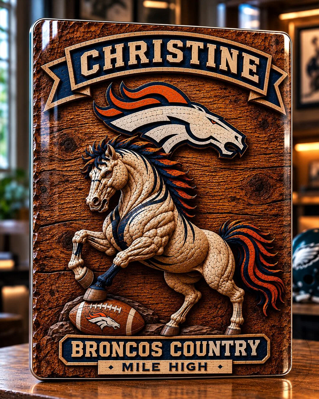 Denver Broncos Football Team Custom Name Wall Art Plaque