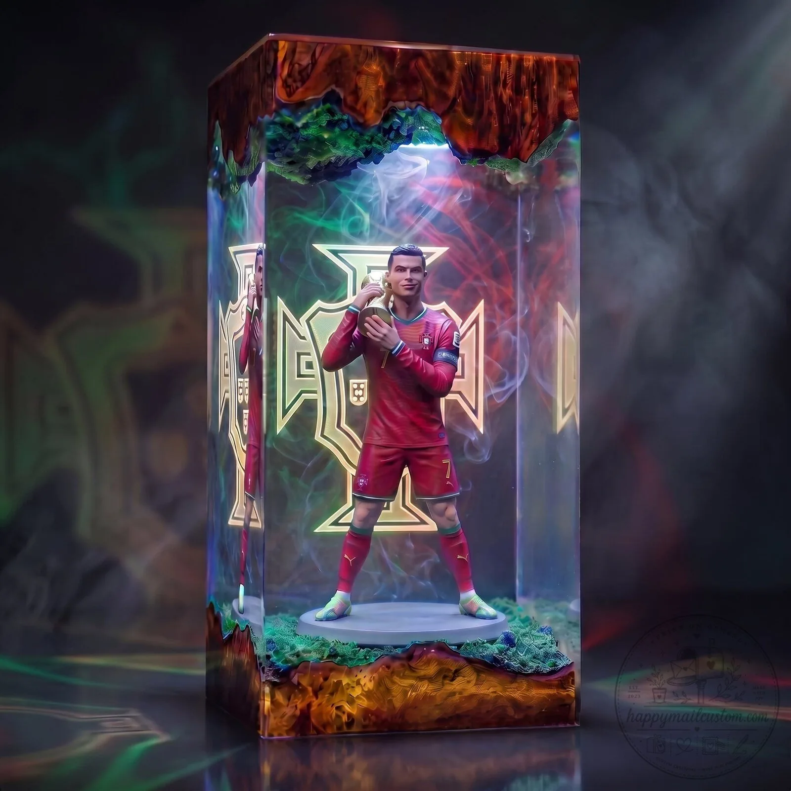 Cristiano Ronaldo Portugal Football Player Resin LED Light Box Figurine 1 Cristiano Ronaldo Portugal Football Player Resin LED Light Box Figurine