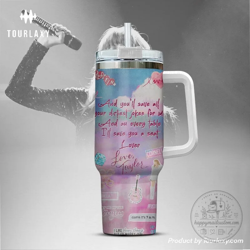 Taylor Swift Lover Album Art Stainless Steel Tumbler with Handle 9 Taylor Swift Lover Album Art Stainless Steel Tumbler with Handle