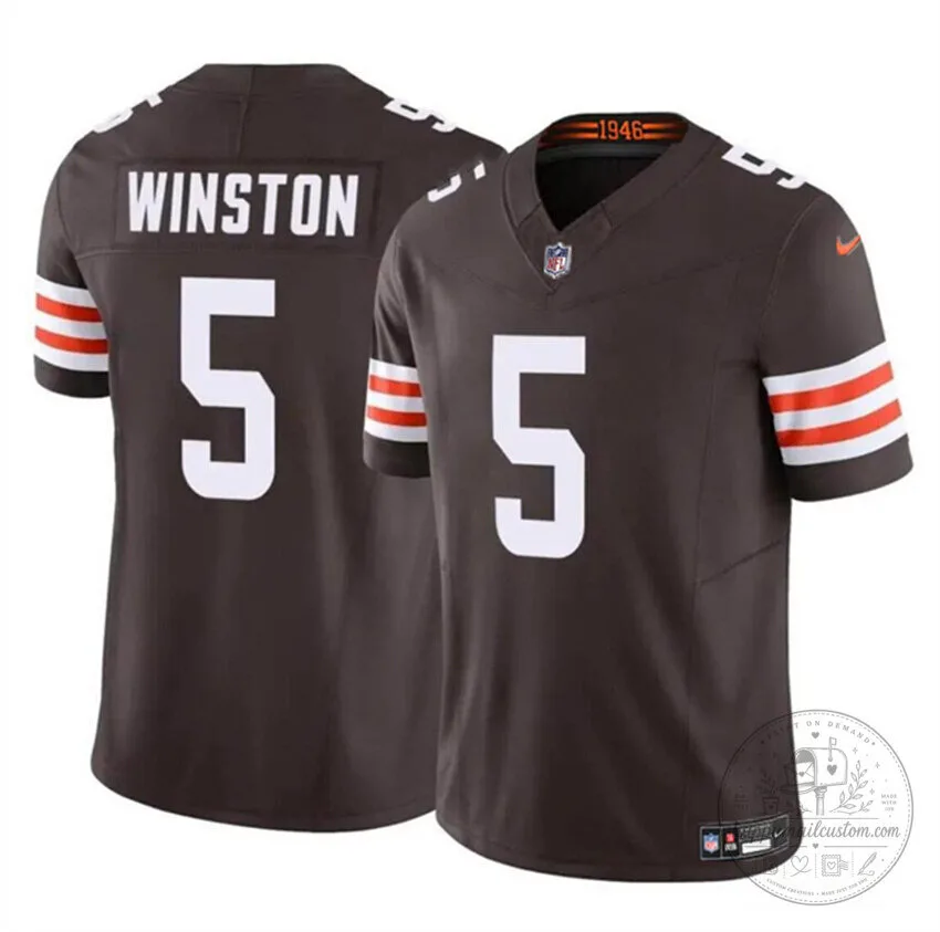 Cleveland Browns Jameis Winston Number 5 Brown Football Jersey