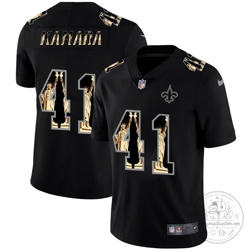 Alvin Kamara New Orleans Saints Black Vapor Statue Of Liberty American Football Jersey