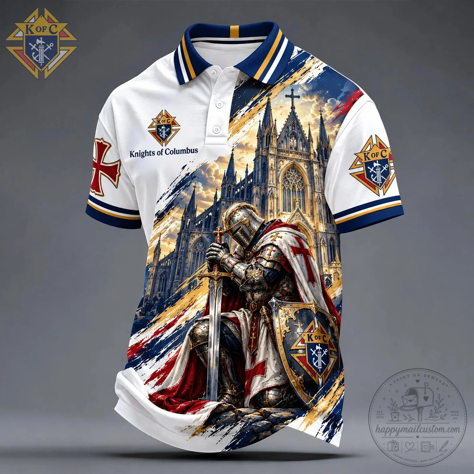 Knights of Columbus Crusader Knight Catholic Church Polo Shirt