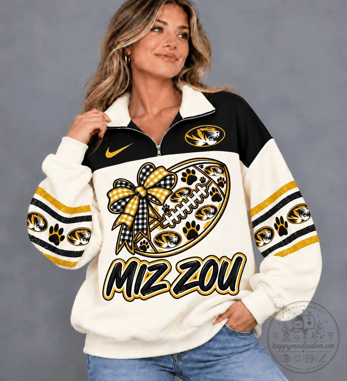 Missouri Tigers NCAA Football Quarter-Zip Sweatshirt for Women
