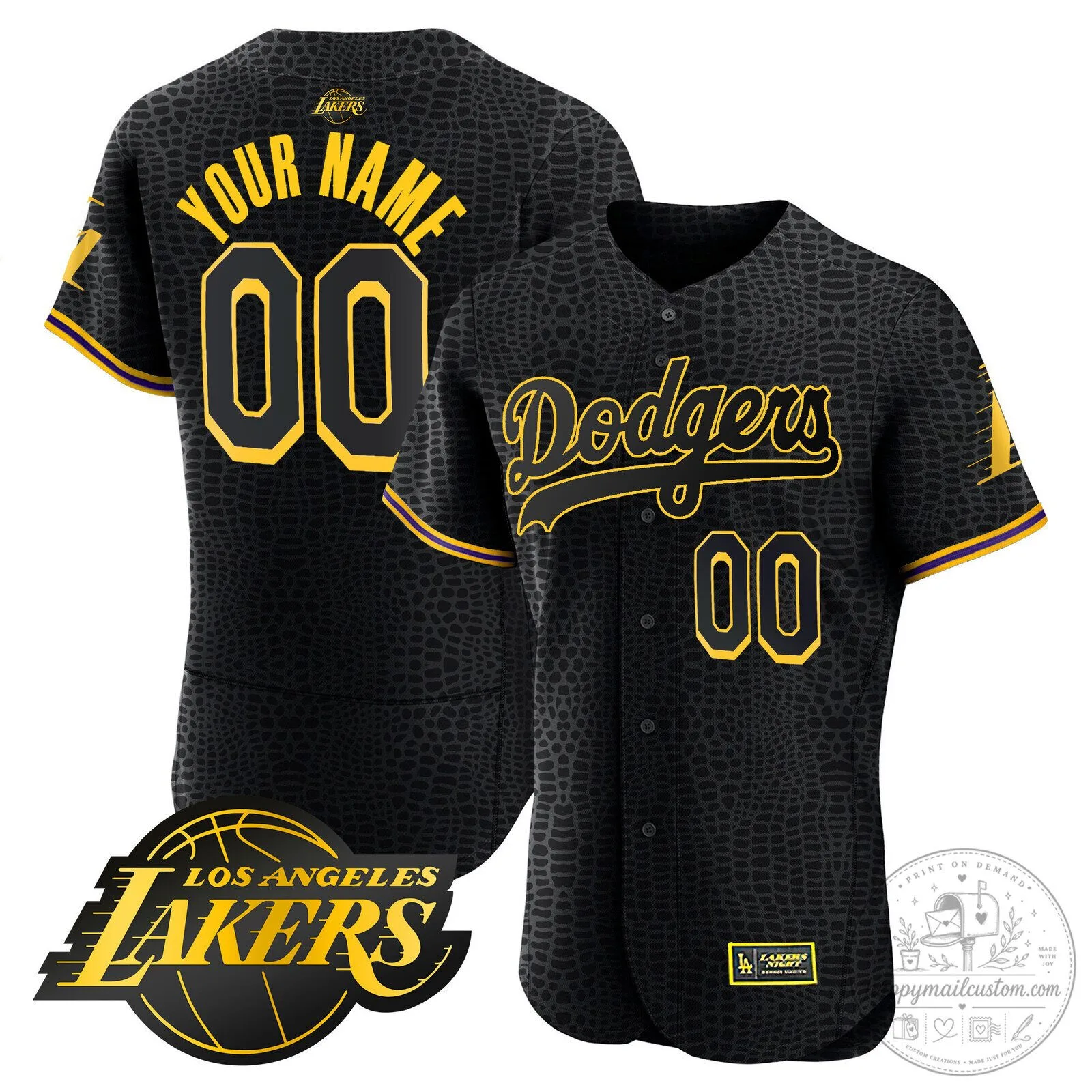 Los Angeles Dodgers Lakers Black Mamba Edition Baseball Jersey