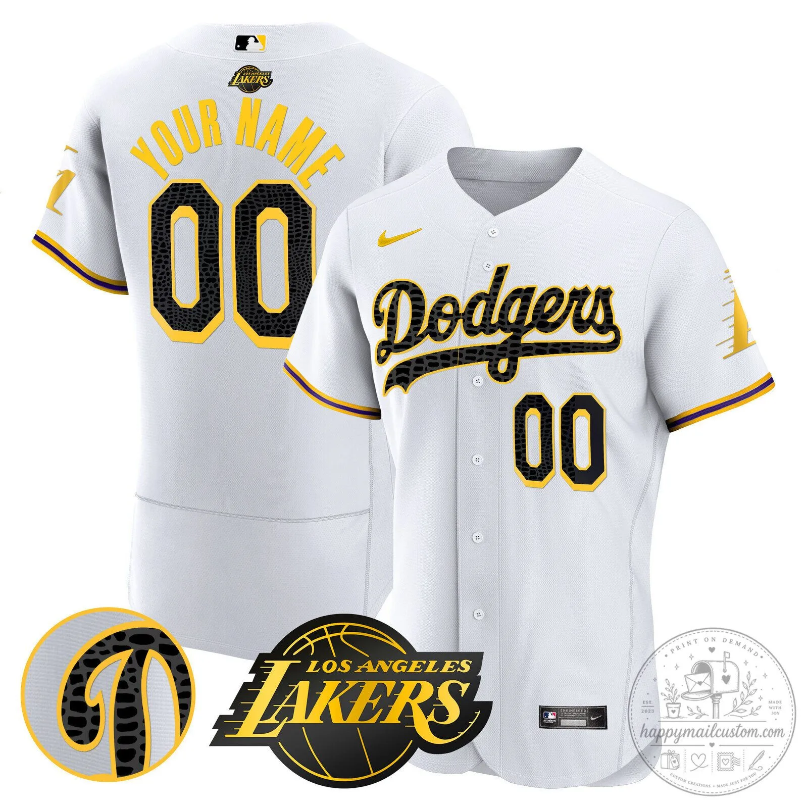 Los Angeles Dodgers Lakers Black Mamba Edition Baseball Jersey
