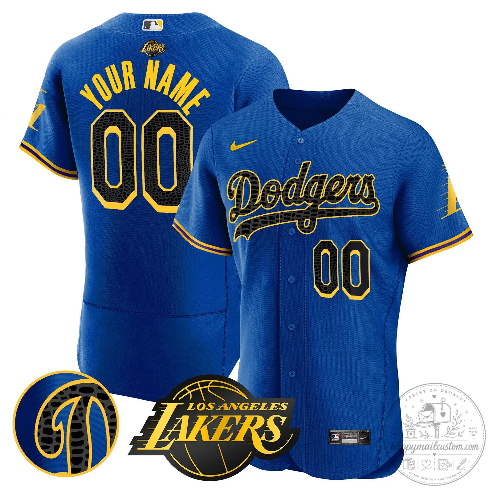 Dodgers ベースボールシャツ　Lakersコラボ Los Angeles Dodgers Lakers Black Mamba Edition Baseball Jersey