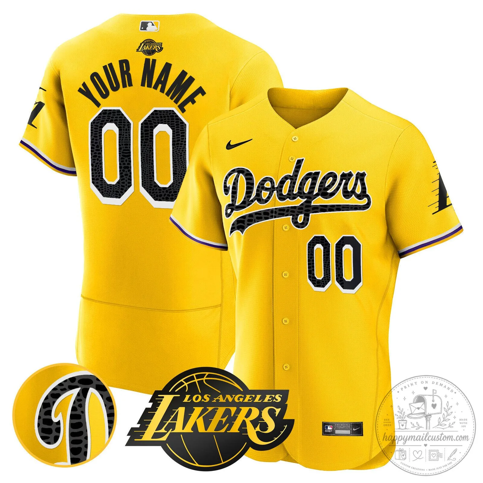 Los Angeles Dodgers Lakers Black Mamba Edition Baseball Jersey 13 Los Angeles Dodgers Lakers Black Mamba Edition Baseball Jersey