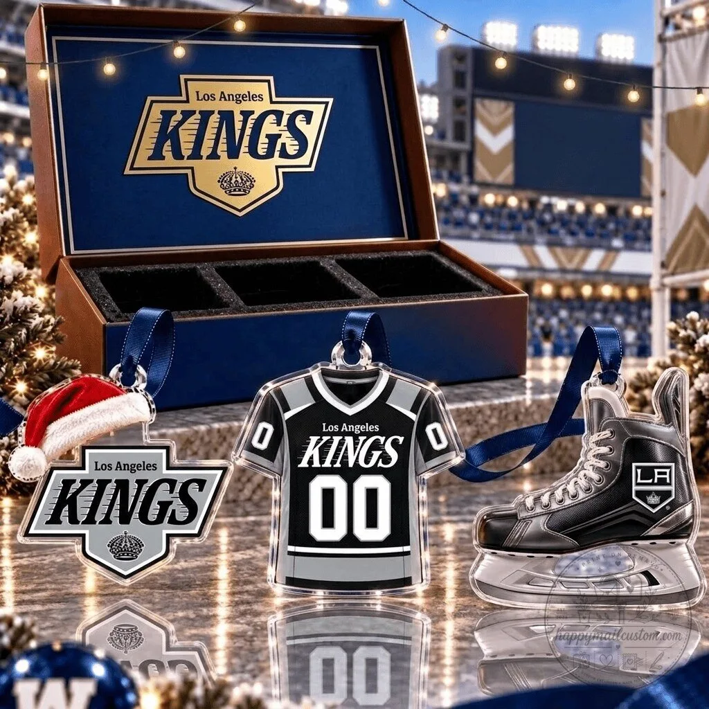 Los Angeles Kings NHL Team Full Set 3 Acrylic Christmas Tree Ornaments