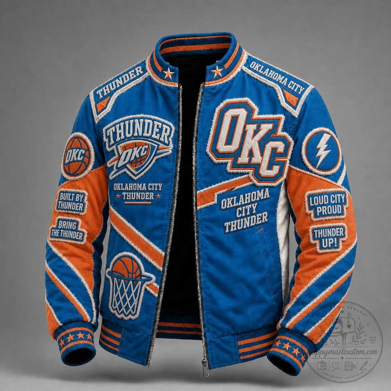 Oklahoma City Thunder Varsity Jacket, NBA Basketball Team Fan Apparel