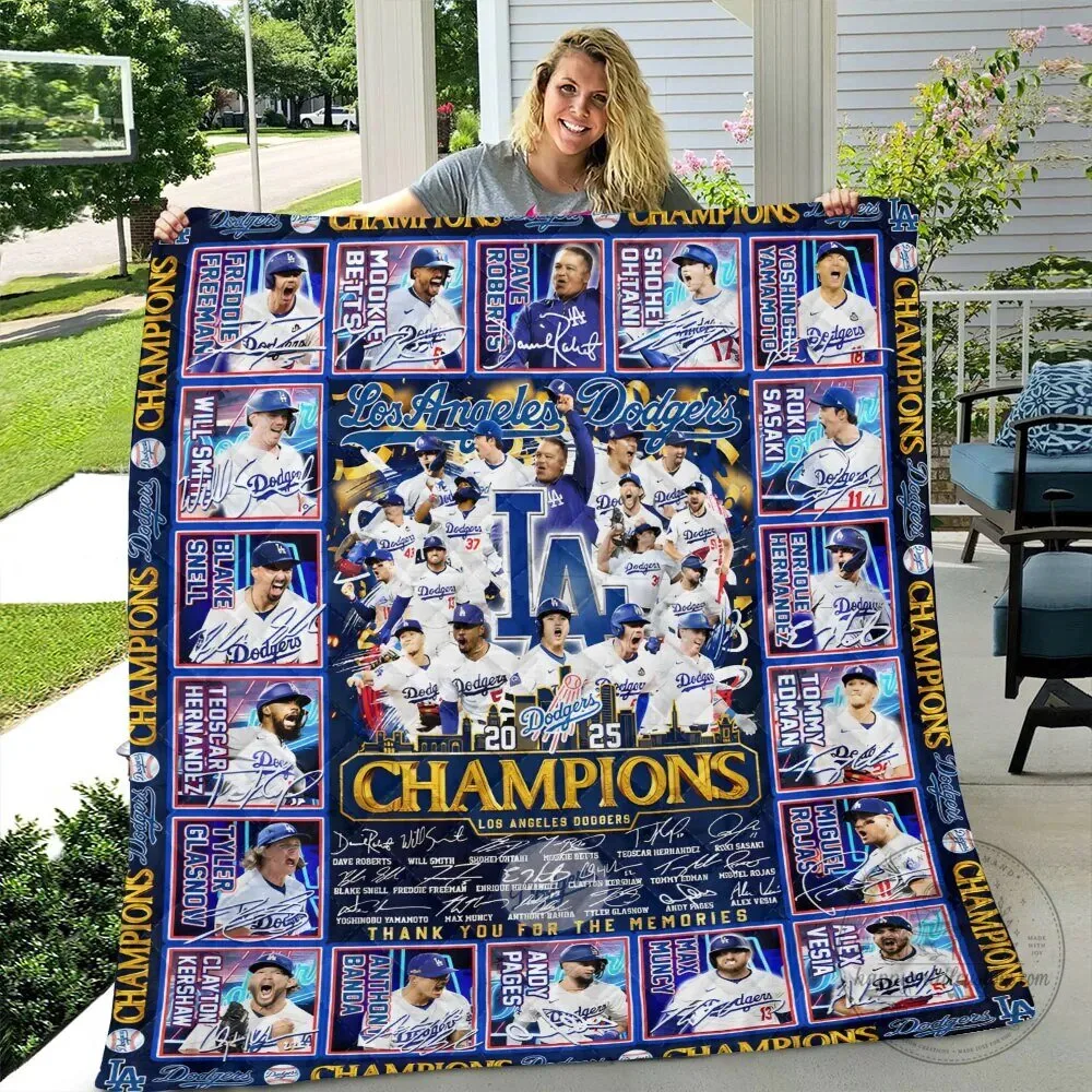 Los Angeles Dodgers 2025 World Series Champions Baseball Team Blanket