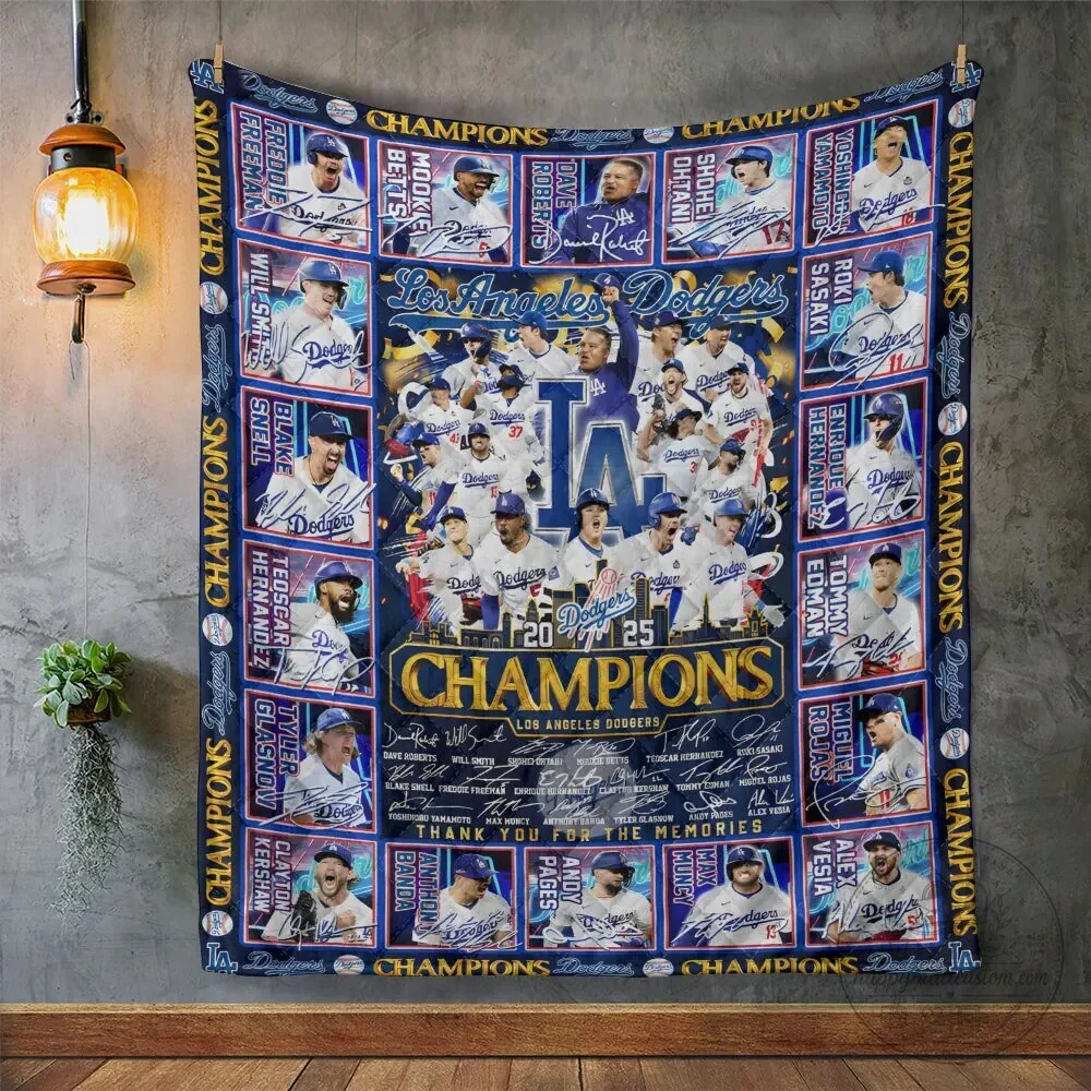 Los Angeles Dodgers 2025 World Series Champions Baseball Team Blanket 9 Los Angeles Dodgers 2025 World Series Champions Baseball Team Blanket