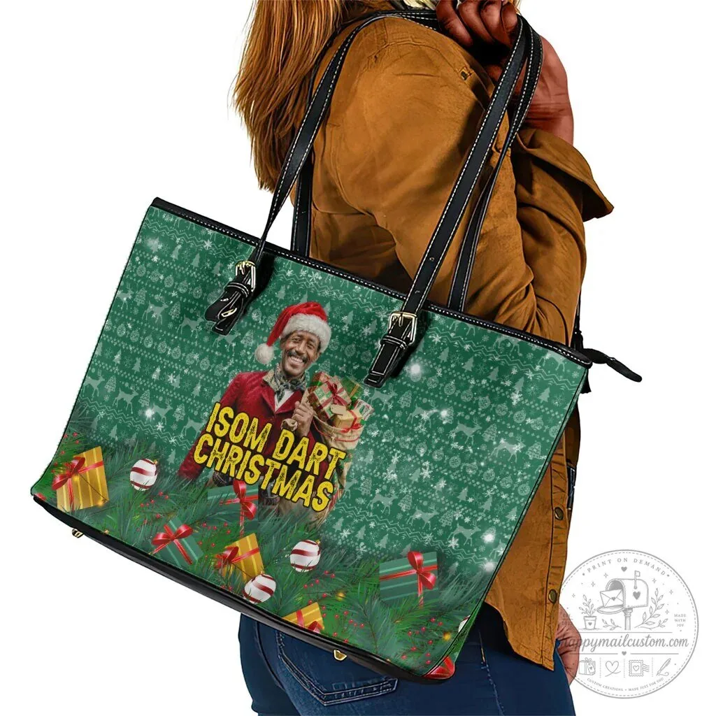 Isom Dart Christmas Holiday Green Ugly Sweater Pattern Leather Tote Bag 11 Isom Dart Christmas Holiday Green Ugly Sweater Pattern Leather Tote Bag