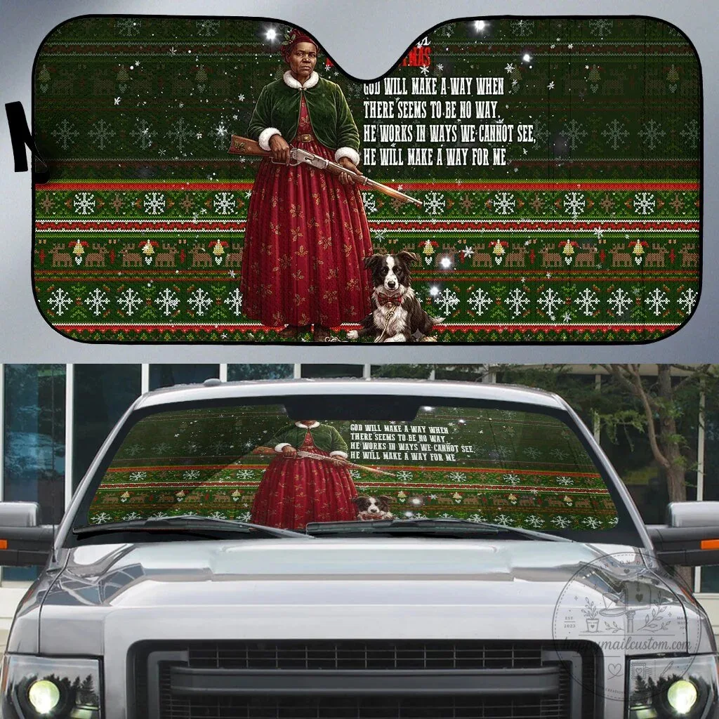 Stagecoach Mary Fields Christmas Holiday Auto Car Sunshade, Old West Pioneer Vintage Art