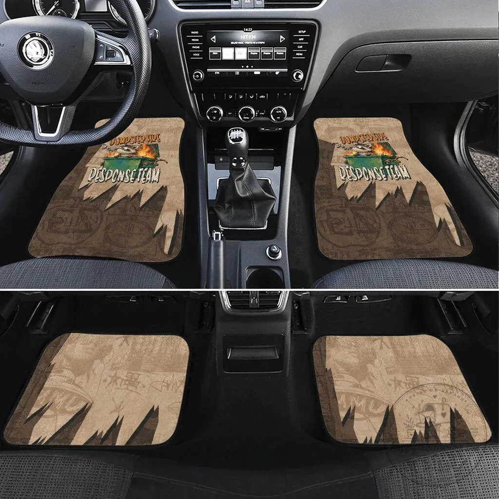 Dumpster Fire Response Team Funny Raccoon Cartoon Vintage Grunge Car Mat Set