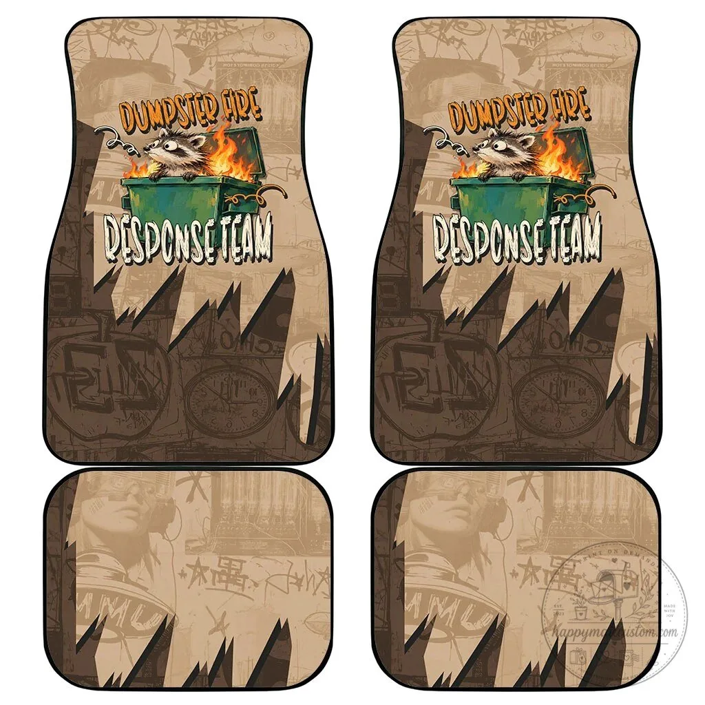 Dumpster Fire Response Team Funny Raccoon Cartoon Vintage Grunge Car Mat Set 9 Dumpster Fire Response Team Funny Raccoon Cartoon Vintage Grunge Car Mat Set