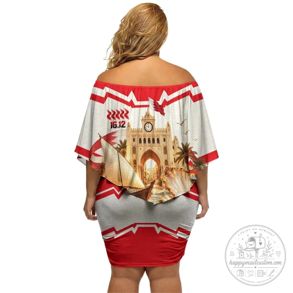 Bahrain National Day Off Shoulder Short Dress Cultural Flag Emblem Vintage Collage 7 Bahrain National Day Off Shoulder Short Dress Cultural Flag Emblem Vintage Collage