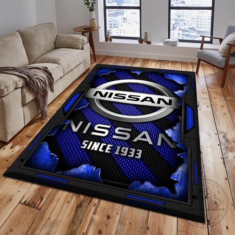 Nissan Since 1933 Logo Blue Carbon Fiber Car Enthusiast Area Rug 2 Nissan Since 1933 Logo Blue Carbon Fiber Car Enthusiast Area Rug
