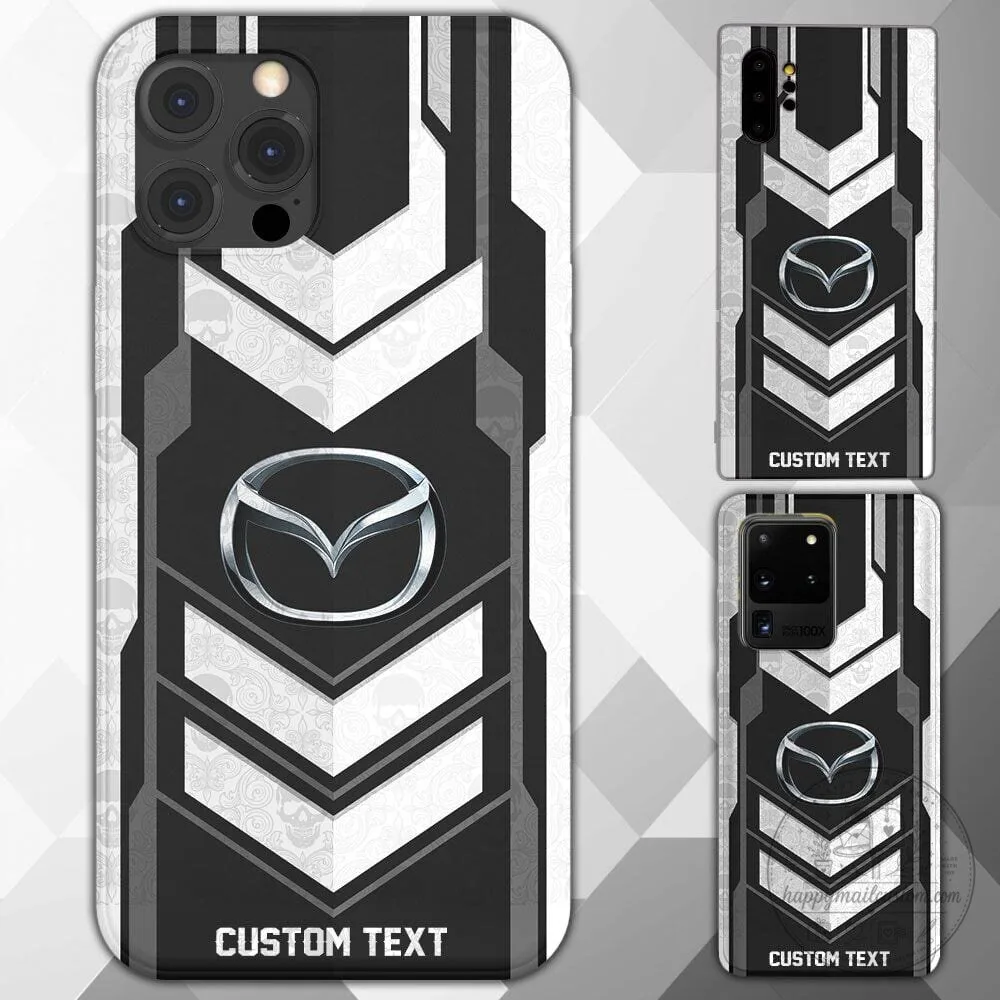 Mazda Car Logo Black and White Chevron Custom Name Phone Case