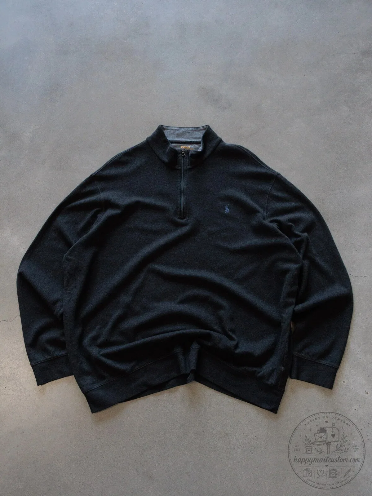 Black Polo Ralph Lauren Quarter Zip Pullover Sweatshirt