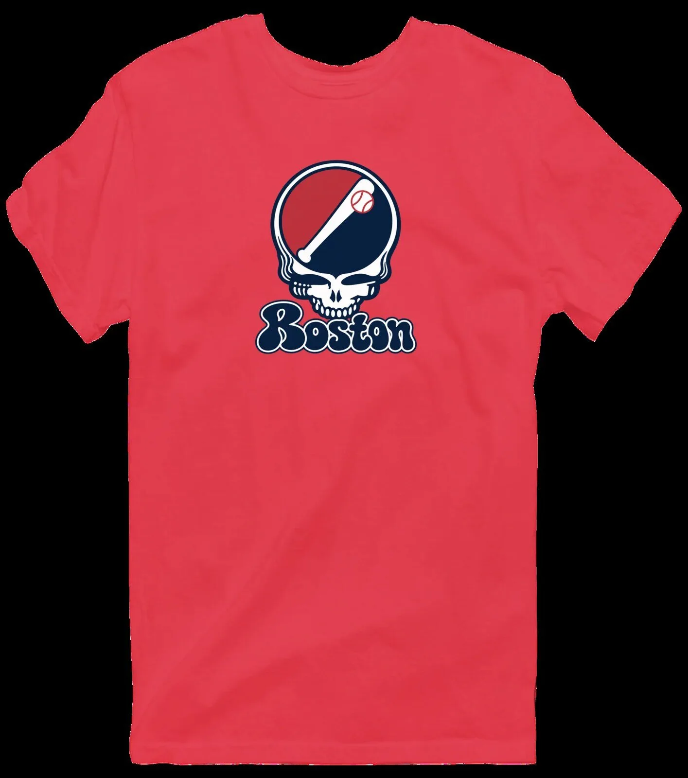 Boston Grateful Dead Steal Your Face Baseball Skull T-Shirt