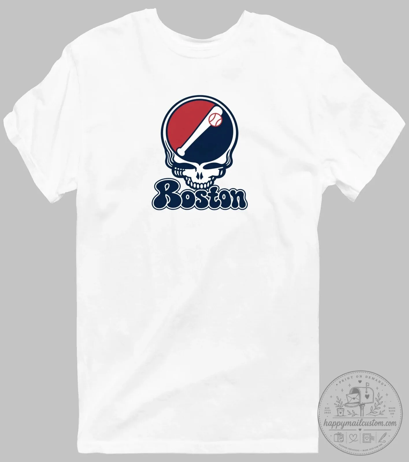 Boston Grateful Dead Steal Your Face Baseball Skull T-Shirt 28 Boston Grateful Dead Steal Your Face Baseball Skull T-Shirt