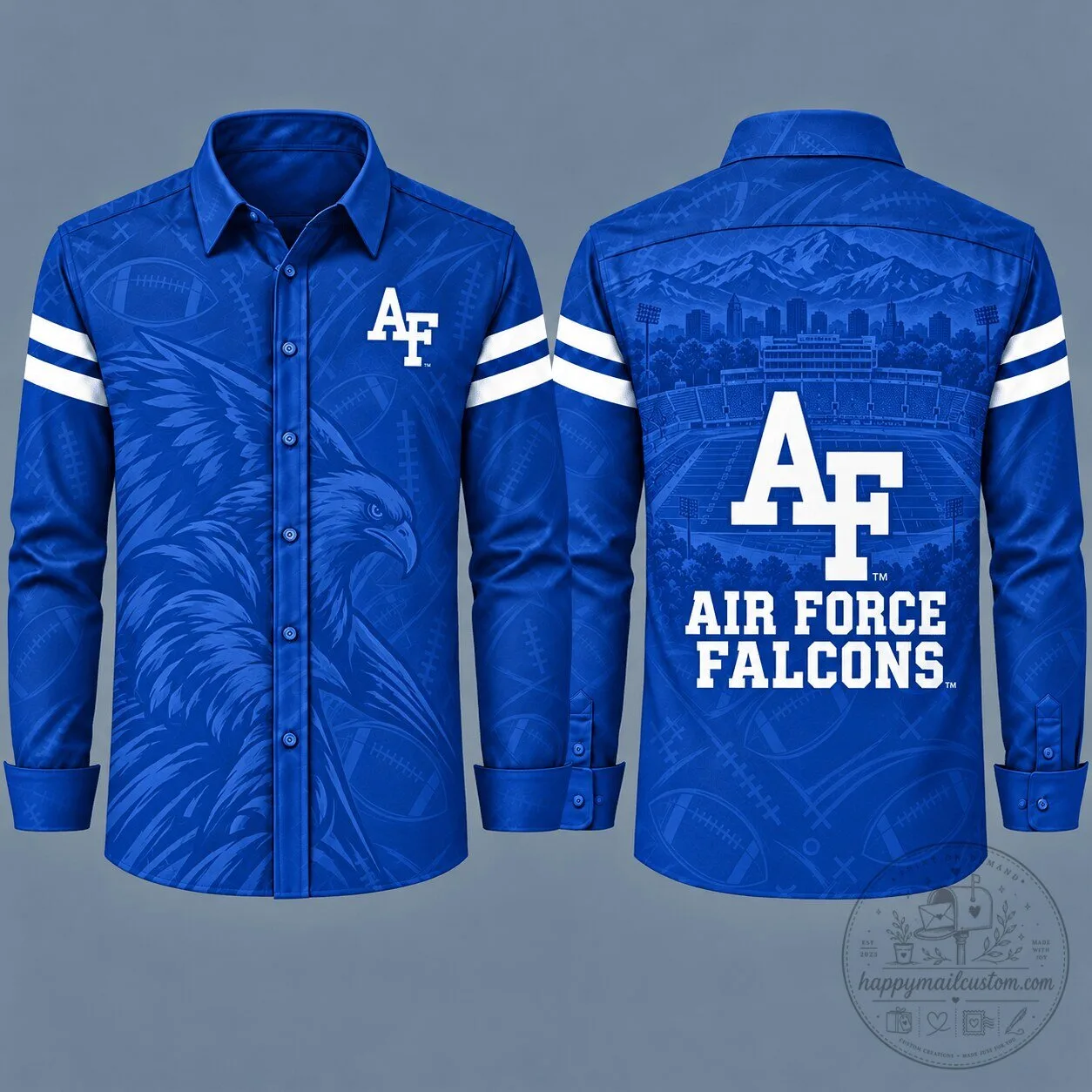 Air Force Falcons Football Team Blue Heritage Long Sleeve Button-Up Shirt