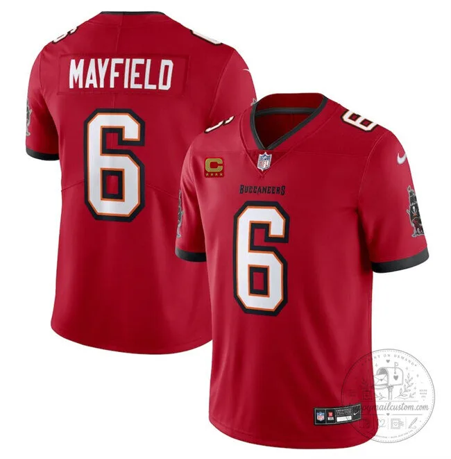 Baker Mayfield Tampa Bay Buccaneers Red Football Jersey Number 6 Stitched NFL Replica