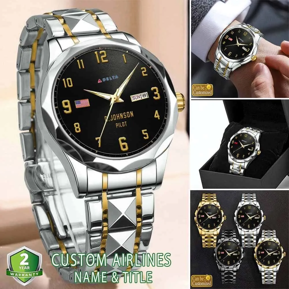 Delta Air Lines Pilot Stainless Steel Men's Watch 7 Delta Air Lines Pilot Stainless Steel Men