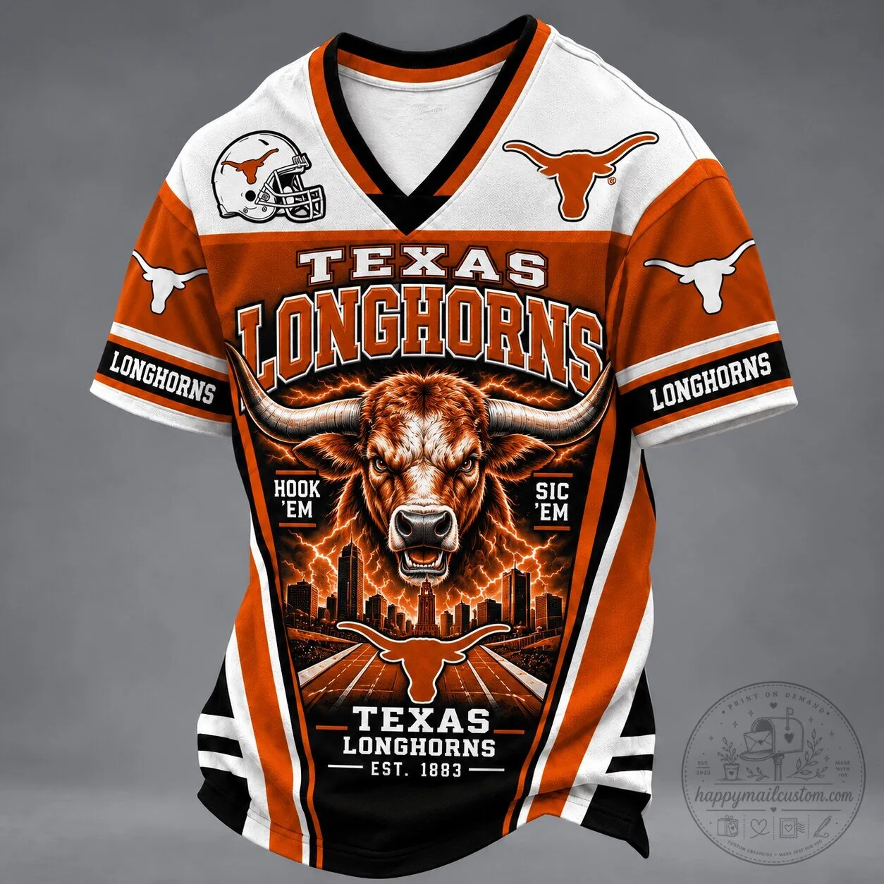 Texas Longhorns Football Team Mascot V-Neck Jersey