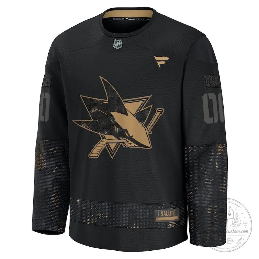 San Jose Sharks Military Appreciation Black and Gold NHL Hockey Jersey