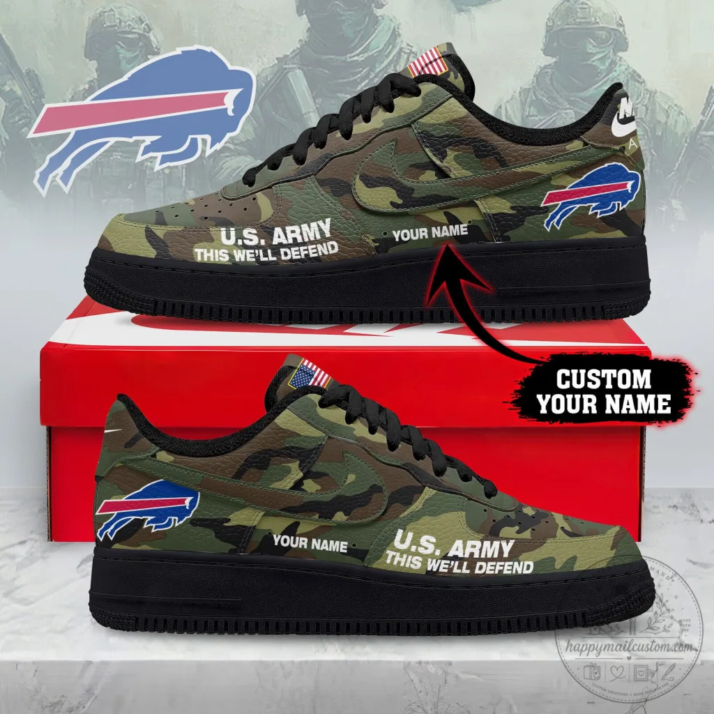 Buffalo Bills NFL US Army Camouflage Custom Name Air Force 1 Shoes Buffalo Bills NFL US Army Camouflage Custom Name Air Force 1 Shoes