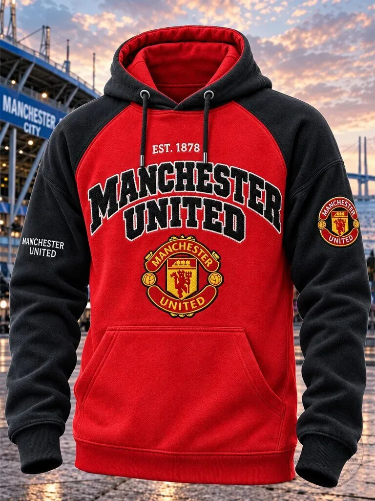 Manchester United Football Club Raglan Sleeve Pullover Hoodie 5 Manchester United Football Club Raglan Sleeve Pullover Hoodie