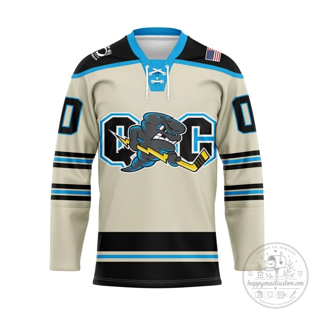 Quad City Storm Personalized Cream Lace Hockey Jersey
