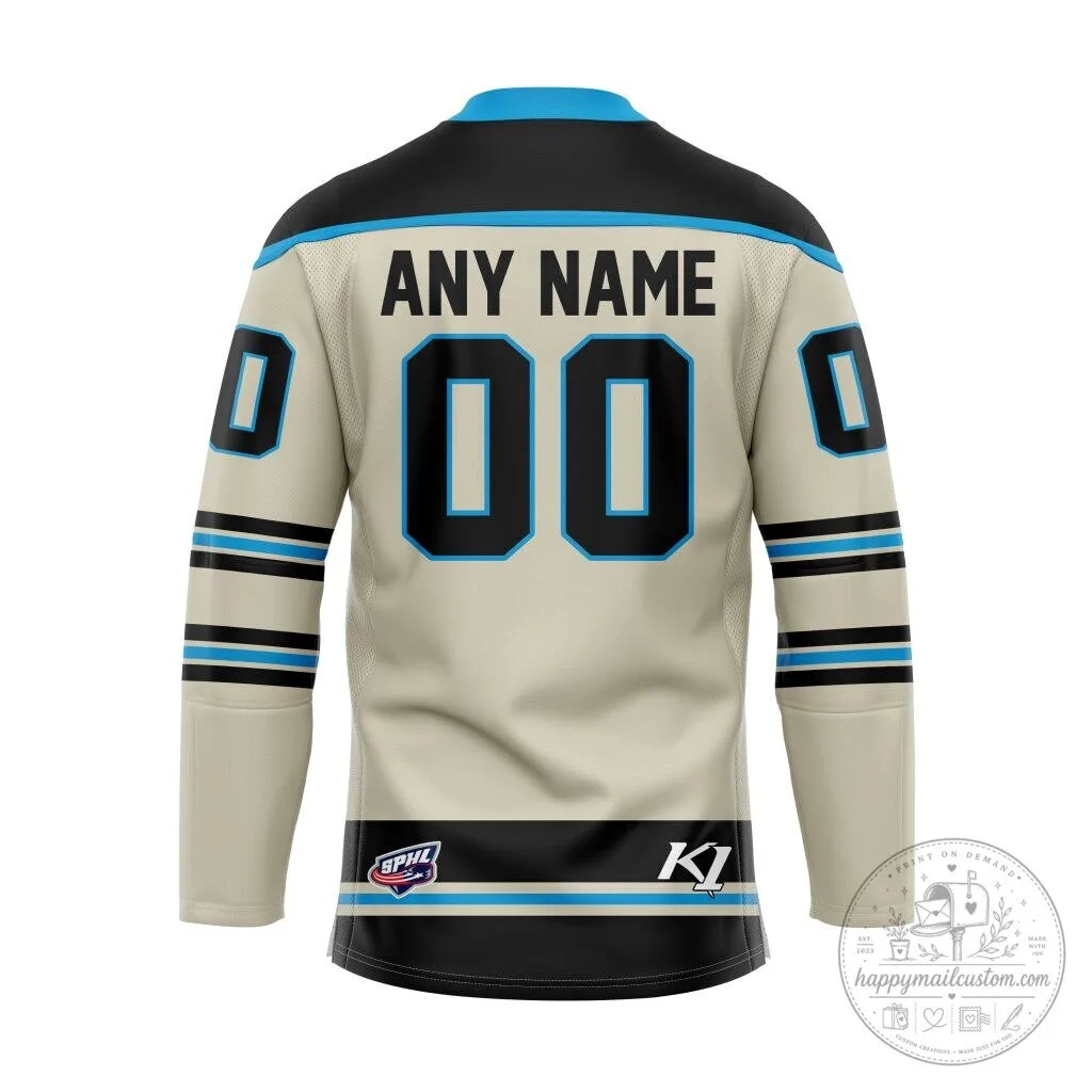 Quad City Storm Personalized Cream Lace Hockey Jersey 7 Quad City Storm Personalized Cream Lace Hockey Jersey