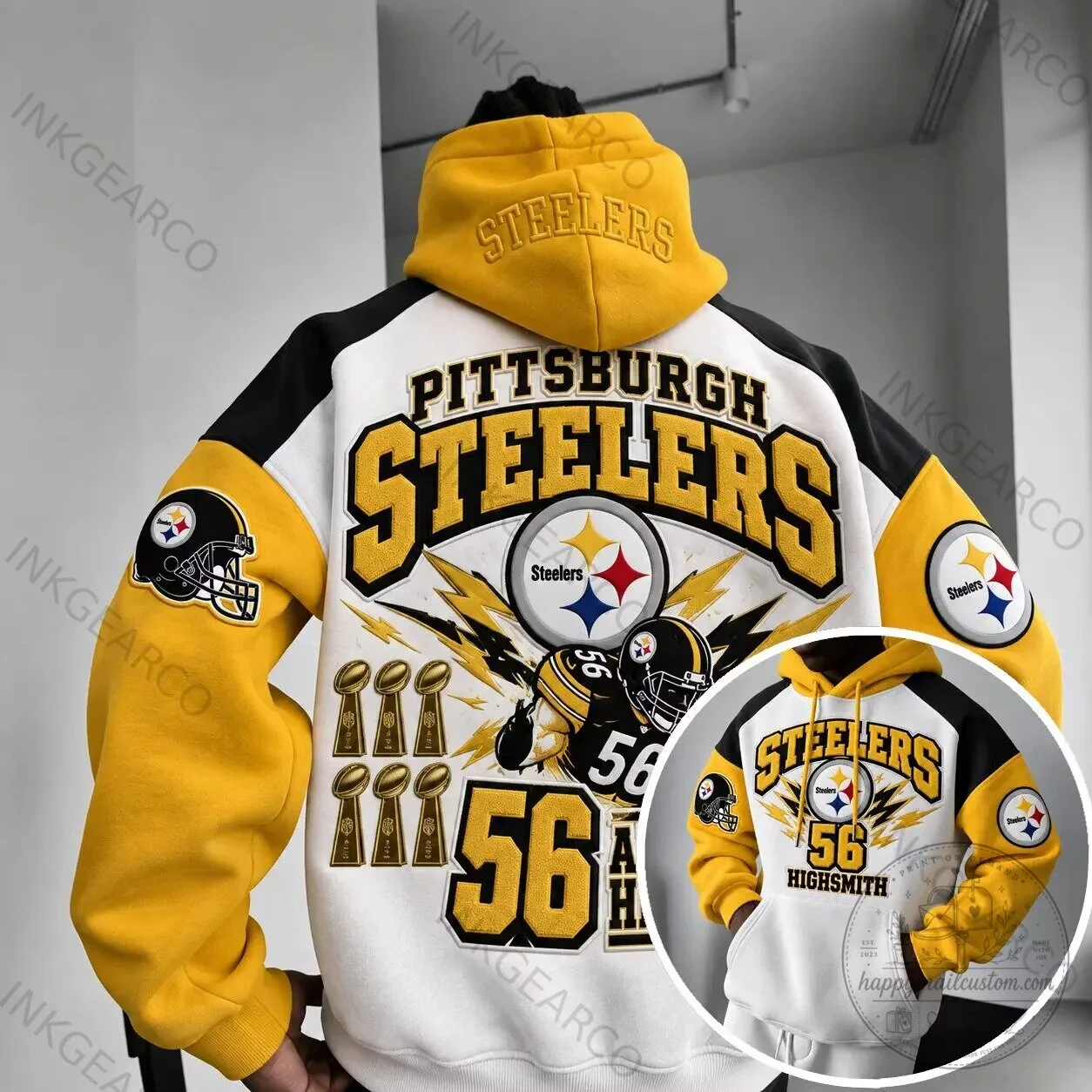 Pittsburgh Steelers Number 56 Patrick Highsmith American Football Hoodie