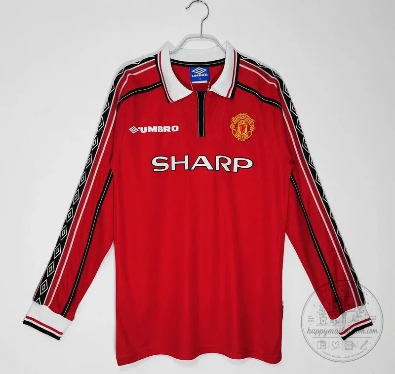Manchester United 1998-1999 Home Retro Long Sleeve Football Jersey