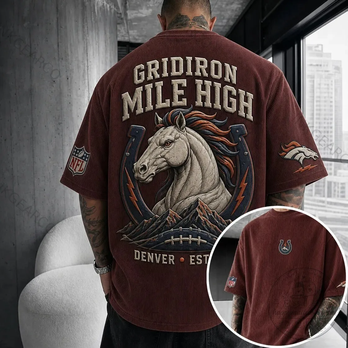 Denver Broncos Gridiron Mile High Corduroy T-Shirt