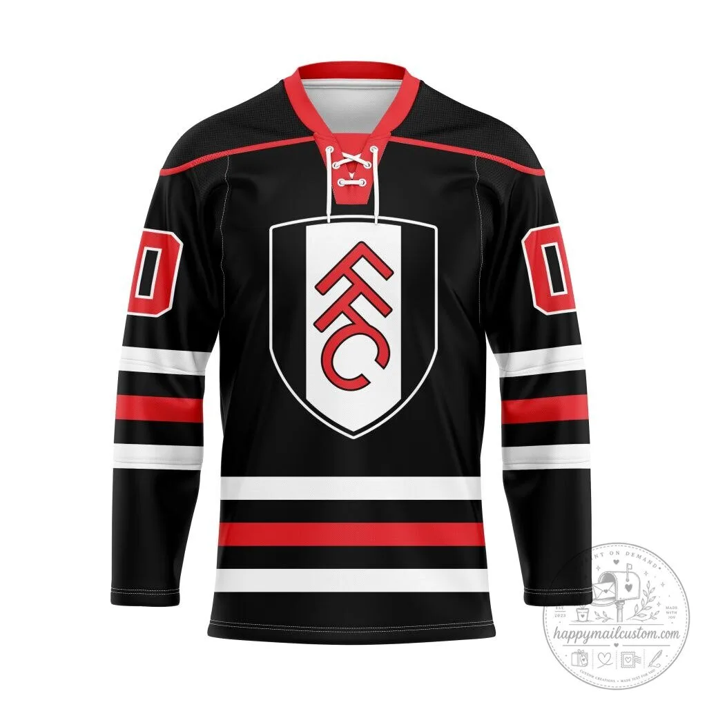 Fulham Football Club Personalized Black and Red Hockey Jersey