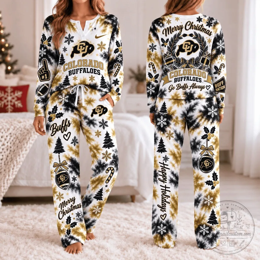 Colorado Buffaloes Christmas Tie-Dye Pajamas Set Colorado Buffaloes Christmas Tie-Dye Pajamas Set