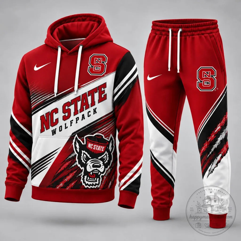 North Carolina State Wolfpack Red and White Athletic Hoodie North Carolina State Wolfpack Red and White Athletic Hoodie