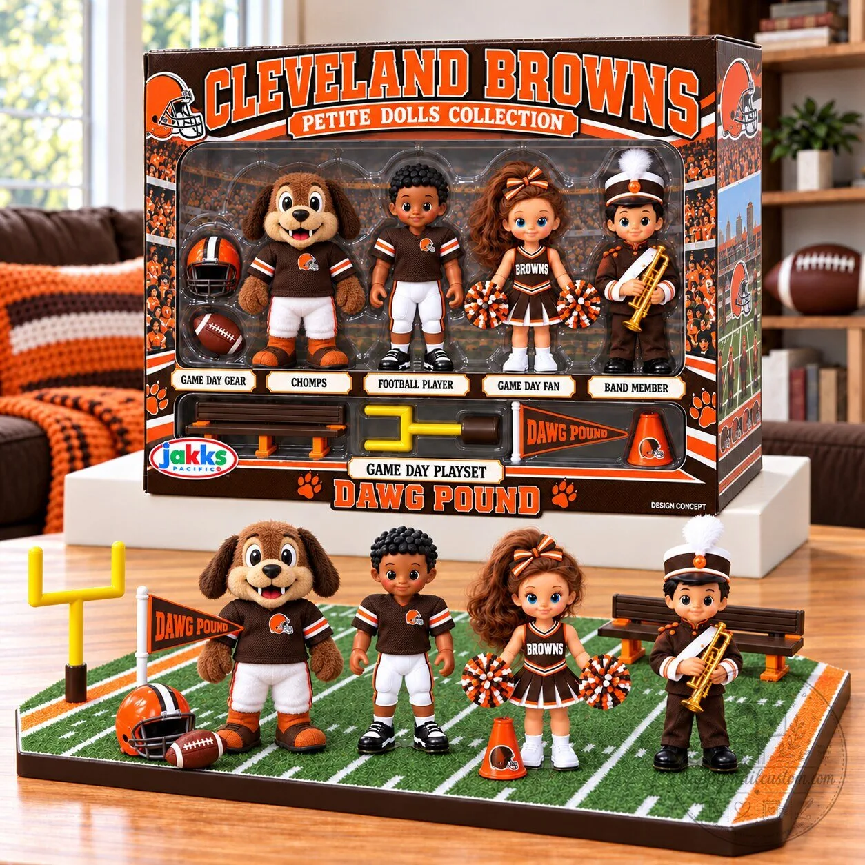 Cleveland Browns Petite Dolls Collection Game Day Playset Dawg Pound 22 Cleveland Browns Petite Dolls Collection Game Day Playset Dawg Pound
