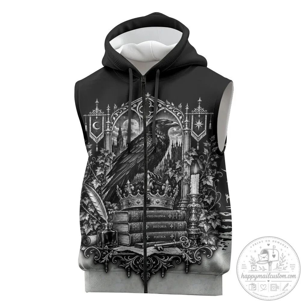 Dark Academia Raven Gothic Literature Vintage Bookish Aesthetic Sleeveless Hoodie