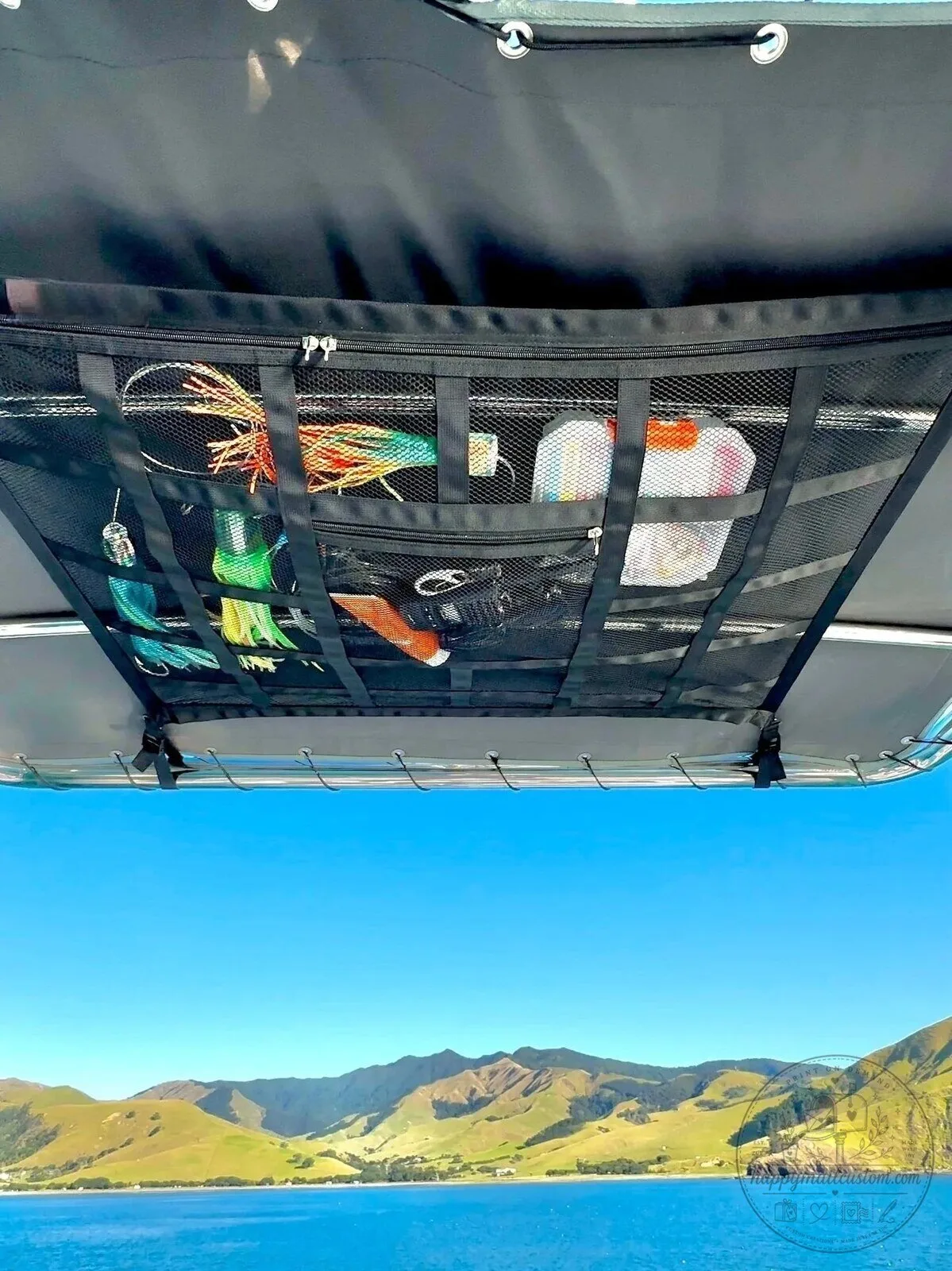 Overhead Mesh Gear Storage Bag for Car, Van, SUV, Boat, and Rooftop Tent 23 Overhead Mesh Gear Storage Bag for Car, Van, SUV, Boat, and Rooftop Tent