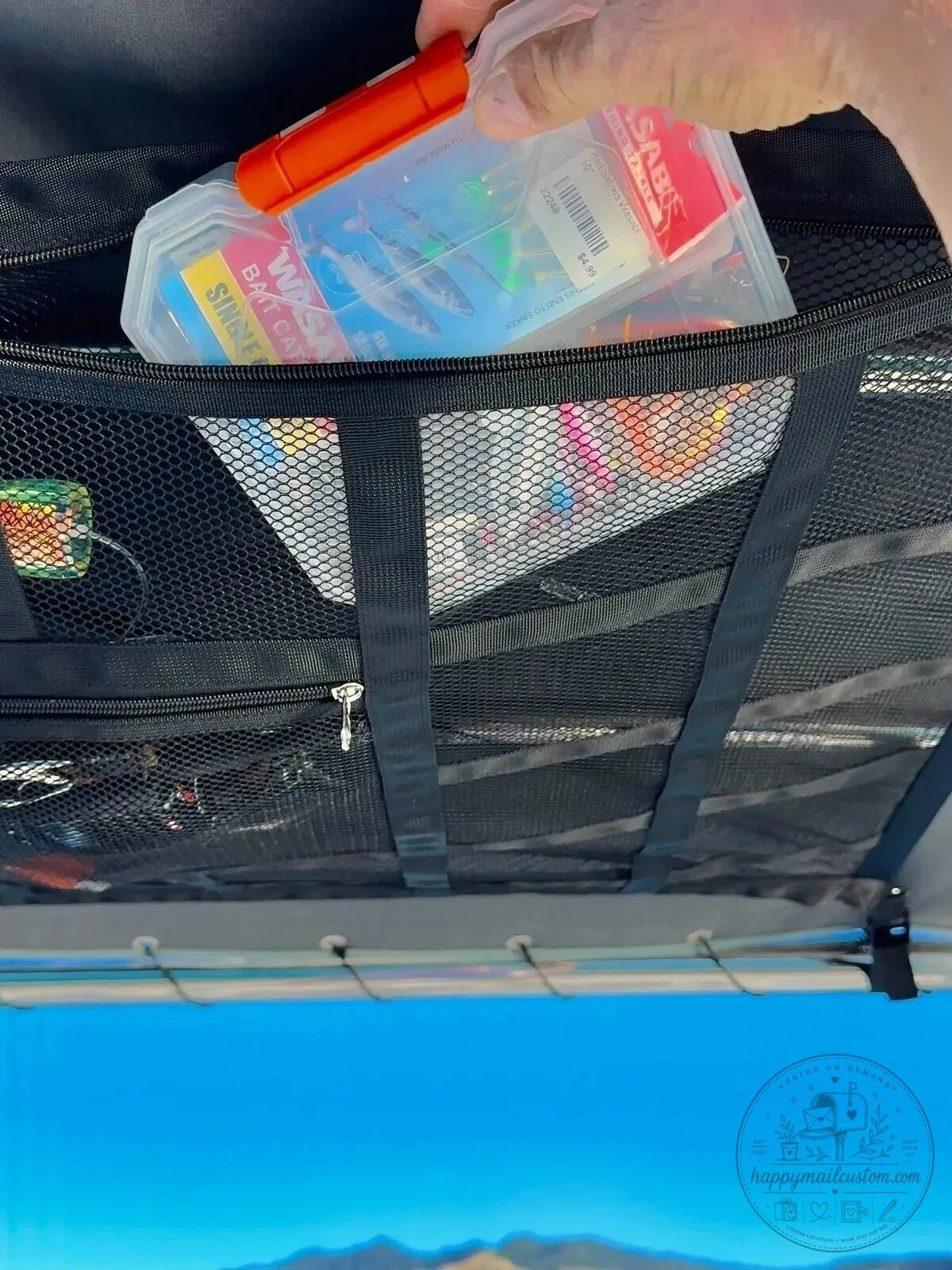 Overhead Mesh Gear Storage Bag for Car, Van, SUV, Boat, and Rooftop Tent 25 Overhead Mesh Gear Storage Bag for Car, Van, SUV, Boat, and Rooftop Tent
