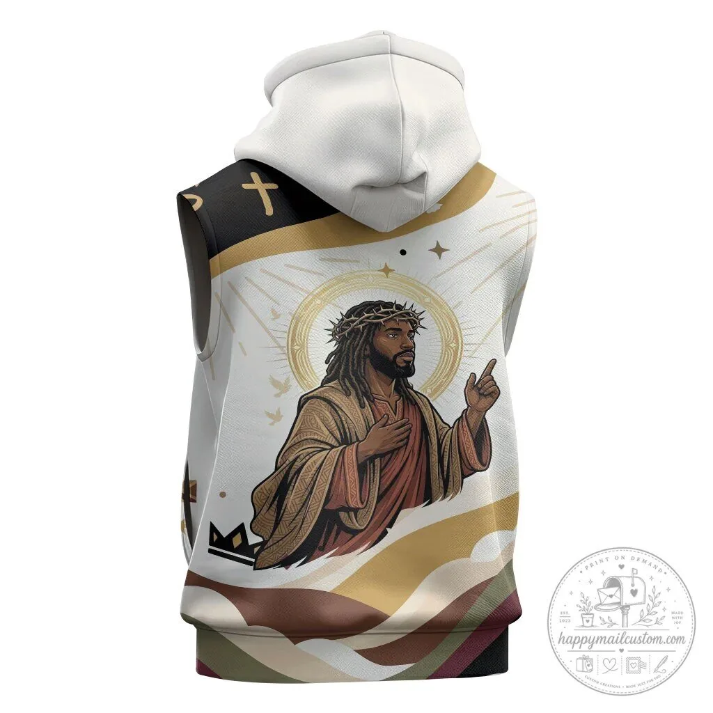King Jesus African Black Christ Sleeveless Zip Hoodie Religious Christian Faith 9 King Jesus African Black Christ Sleeveless Zip Hoodie Religious Christian Faith