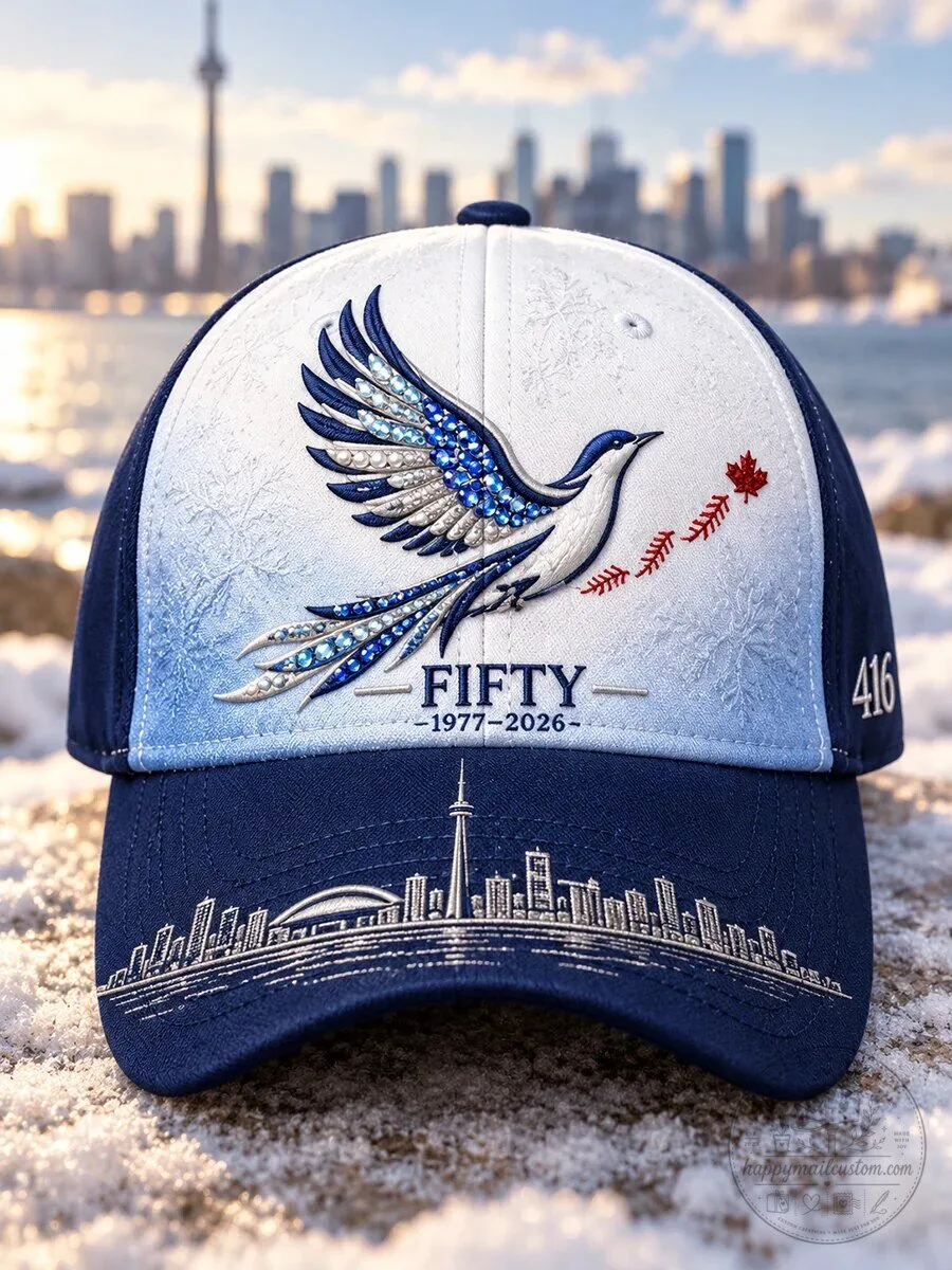 Toronto Blue Jays Baseball Cap with City Skyline and Dove Design 2 Toronto Blue Jays Baseball Cap with City Skyline and Dove Design