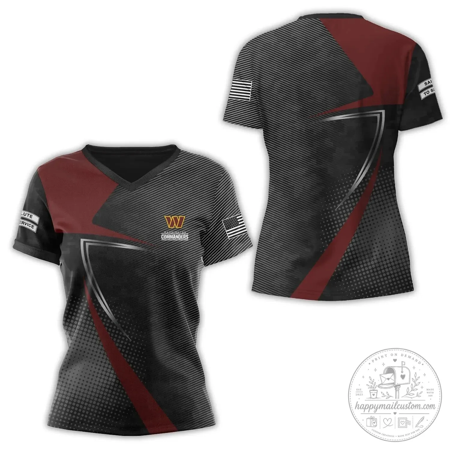 Washington Commanders Salute To Service Black And Red V-Neck T-Shirt 5 Washington Commanders Salute To Service Black And Red V-Neck T-Shirt