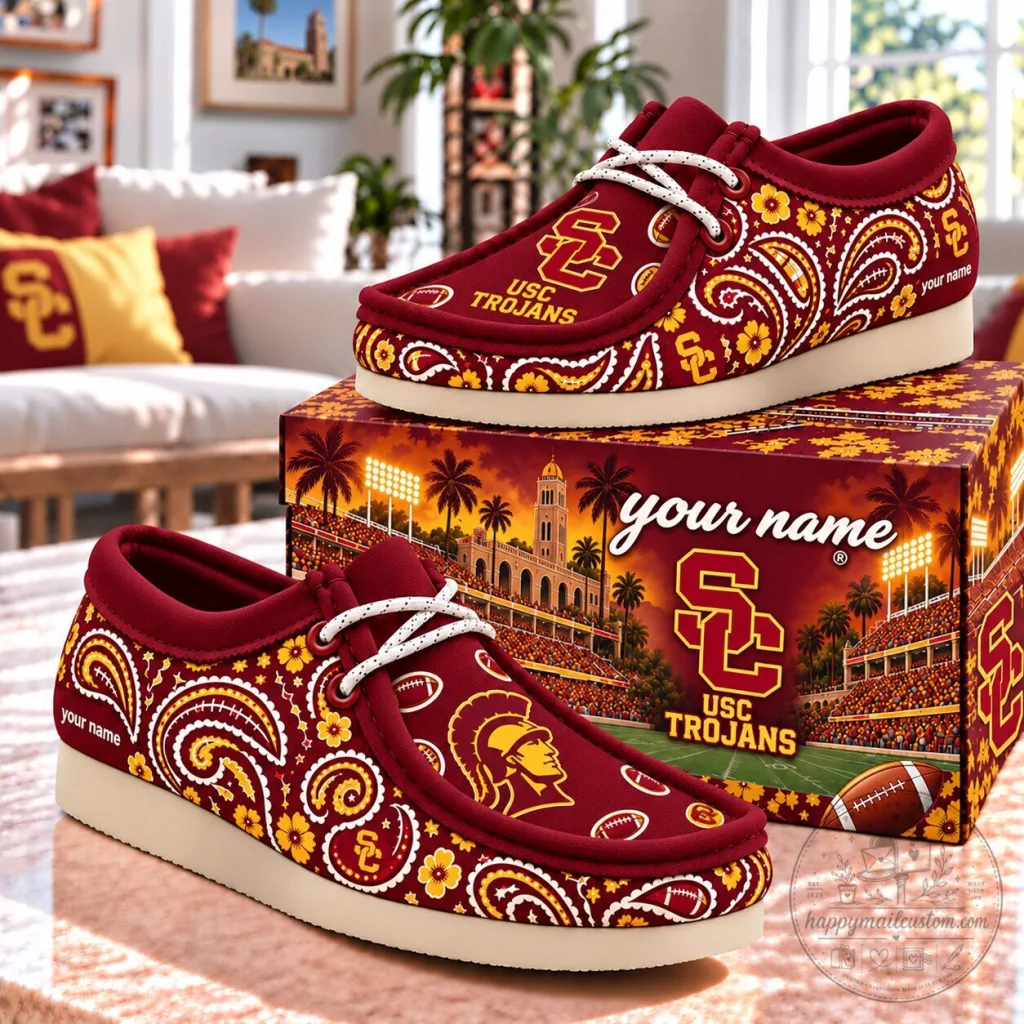 USC Trojans NCAA Personalized Football Paisley Pattern Shoes USC Trojans NCAA Personalized Football Paisley Pattern Shoes