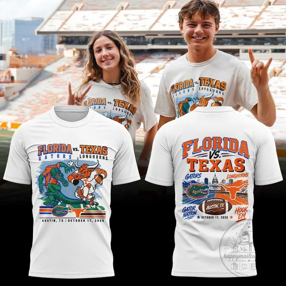 Florida Gators versus Texas Longhorns Football Matchup White T-Shirt