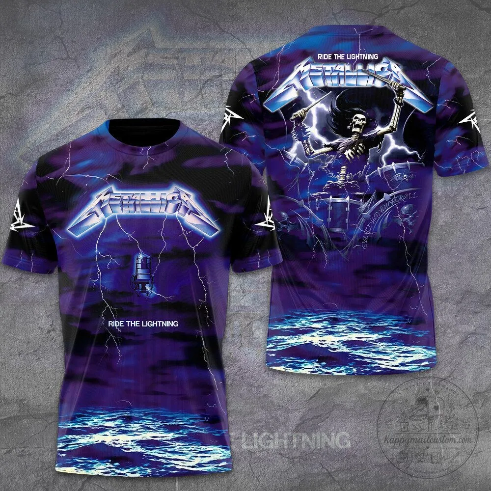 Metallica Ride The Lightning Album Art All Over Print Graphic T-Shirt